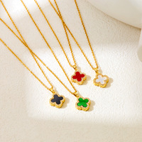 Collier de luxe en acier inoxydable doré avec zircon, motif animal trèfle, design double face noir et blanc pour femme, pour anniversaire