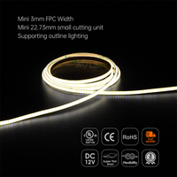 Tira de LED Ultra Estrecha de 3mm, 528 Chips, 4W/M, 180 LED/M, Alto Brillo, RA90, para DC 12V, Clasificación IP65, Regulable, Inteligente