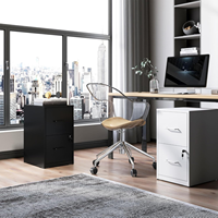 Armoire de rangement moderne en acier à deux tiroirs verrouillables avec roulettes, blanche, pour la maison, le bureau et l'atelier