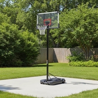 Système de basketball portable d'extérieur réglable en hauteur avec panneau arrière en verre trempé de 44 pouces personnalisable