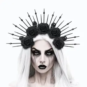 Ikat kepala bunga Gotik ikat kepala hoop rambut Halloween Aksesori dekorasi cosplay ikat kepala mawar Gotik Halloween