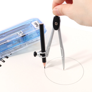 Foska 8 pz pratico Set geometria <span class=keywords><strong>bussola</strong></span> con <span class=keywords><strong>1</strong></span> bussole in metallo 2 triangoli <span class=keywords><strong>1</strong></span> righello matita goniometro per disegno e disegni - Product Image 2