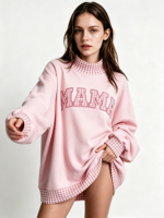 Sweatshirt Kerah Mock Crop untuk Remaja Putri 2026 Oversized Longgar Pullover Wanita Lengan Panjang Kasual Musim Dingin