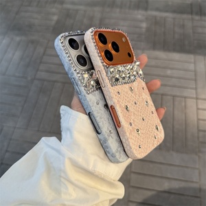 เคสโทรศัพท์หนังสีส้มประดับกลิตเตอร์เพชร สำหรับ iPhone Air 17 16 Plus 12 13 14 15 Pro Max หรูหรา ประดับคริสตัล ป้องกันอย่างดี - Product Image 5