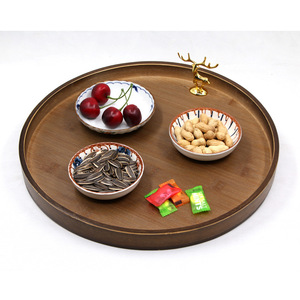Round Wooden Tea <b>Tray</b> 25cm Solid Color For Hotel Coffee Tea Serving <b>Storage</b> <b>Tray</b> - Product Image 4