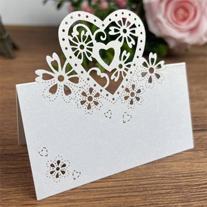 Laser-cut 3D Heart-shaped Paper <b>Table</b> Name <b>Cards</b> for Wedding Birthday Banquet Parties Eco-friendly Decoration Direct Sales - Product Image 5
