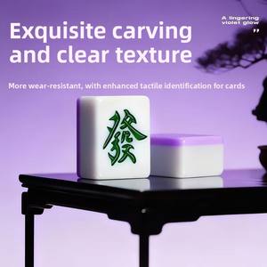 Tuiles de Mahjong de grande taille, violettes, Qi Dong Lai, 144 pièces, neuves, authentiques, 40-44mm, sans défauts, monochromes, pour jeu d'échecs et de cartes - Product Image 4
