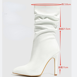 Botines de Cuero Patentado Brillante para Mujer, Venta al por Mayor en China, Punta Puntiaguda, Tacón Fino 2024, Botas de Cuero para Dama - Product Image 6