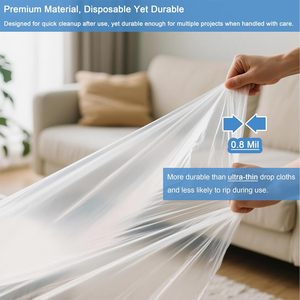 Plastic Drop Cloth 4 Pack Clear Disposable Large Painters <b>Tarp</b> Dust Cover for Couch Furniture Protection - Product Image 3