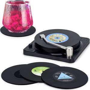 <span class=keywords><strong>Dessous</strong></span> <span class=keywords><strong>de</strong></span> verre rétro drôles en <span class=keywords><strong>vinyle</strong></span> avec lecteur 6 pièces sous-verres <span class=keywords><strong>de</strong></span> musique pour boissons cadeaux pour les mélomanes décor à la maison pendaison <span class=keywords><strong>de</strong></span> crémaillère - Product Image 4