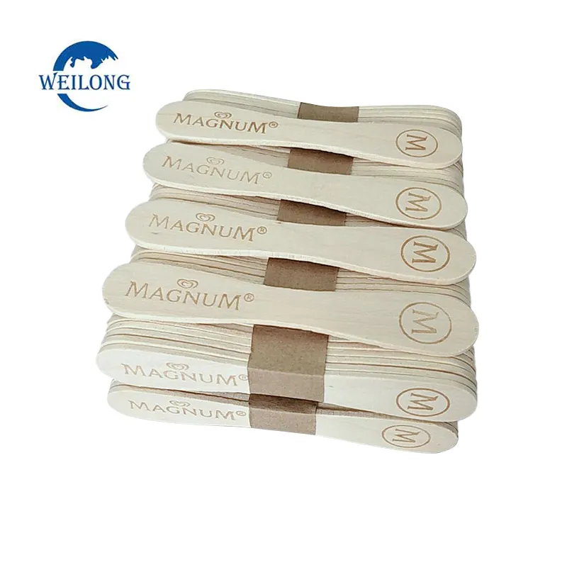 Wholesale Custom disposable birch wooden birch wooden popsicle sticks ice cream sticks with logo