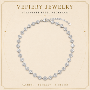 Collier en cristal floral argenté pour femme, bijoux pour événements formels, vente en gros d'usine - Product Image 1