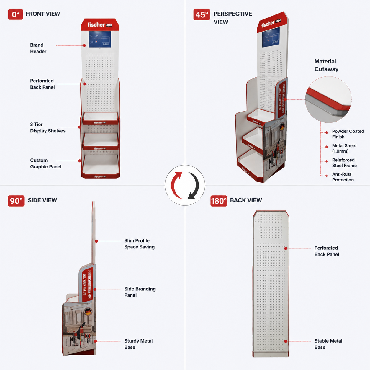 Wholesale Custom Metal Tool Display Rack with LCD Modules Screen Monitors LCD Display for Hardware Store Power Tool Stand Fix — view 3
