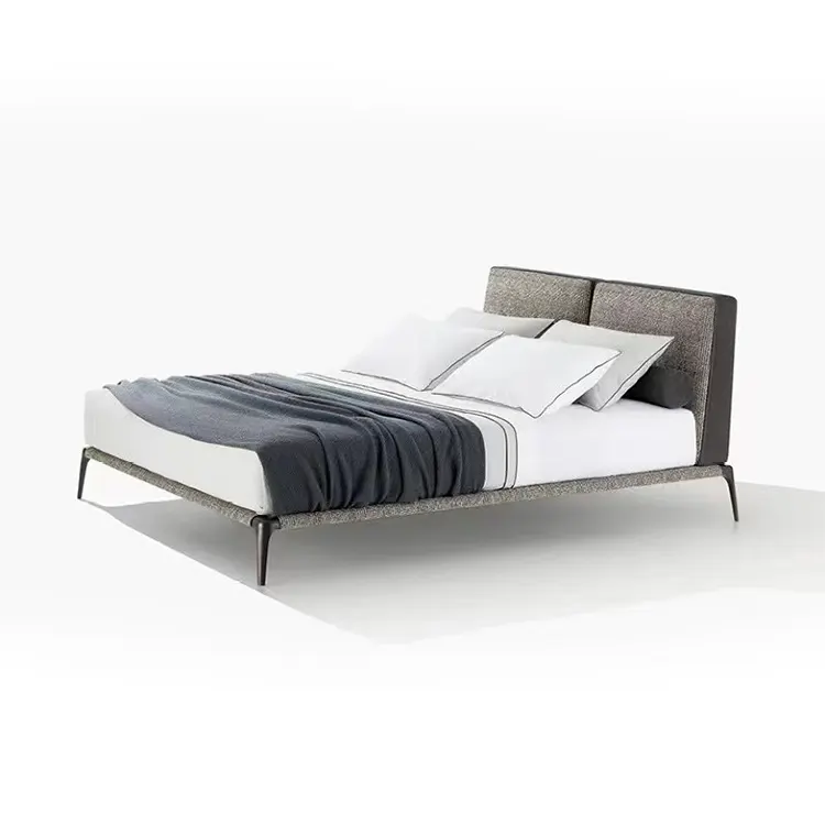 Orangefurn Meervoudig Materiaal Bedframe Metalen Poten Hoofdeinde King Size Morden Lederen Houten Bed