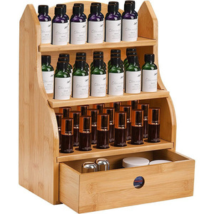 Étagère de rangement de bureau en bambou à 4 niveaux avec tiroir pour organiser les rouges à lèvres, les huiles essentielles et les vernis à ongles - Product Image 2