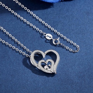 Al por mayor nuevo doble corazones Zirconia plata encanto colgante collar de amor eterno para la madre - Product Image 3