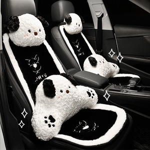 Cute Cartoon <b>Car</b> Seat <b>Covers</b> Faux Fur Full Set Front <b>Winter</b> Warm Non Slip Decorative Plush Cushion - Product Image 1