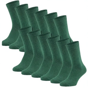 Crew Socks Green 100% Cotton Casual Sweat-Absorbent Knitted Standard Thickness Spring Season - Product Image 3