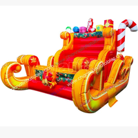 Parcours gonflable de luge du Père Noël, parcours de roues, parc à dinosaures, château gonflable d'action animée, location promotionnelle pour fêtes et événements commerciaux