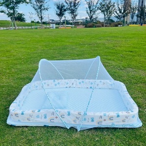 Lit de bébé pliable en coton biologique 100% premium, moustiquaire, design portable, matelas en éponge douce haute densité, toutes saisons - Product Image 6