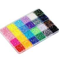 Perlengkapan Kuku Rhinestone Private Label Aksesoris Seni Kuku Resin Flatback AB 42 Grid Campuran Warna Kit Rhinestone Kuku Lem