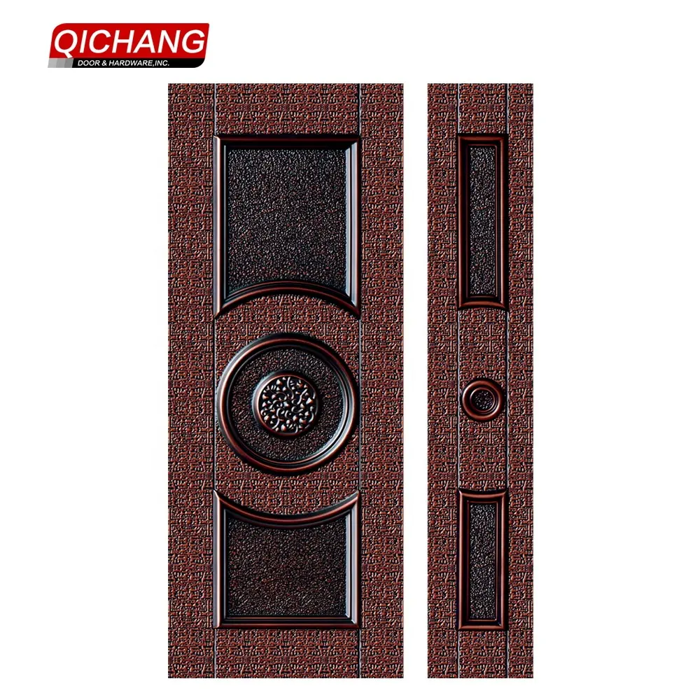 Qichang chapa de aço galvanizado portas preços painéis de porta tampão de porta banhado a cobre