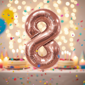 Globo de Número 8 en Dorado Rosa de 100 cm para Decoración de Fiestas de Cumpleaños Infantiles - Product Image 2