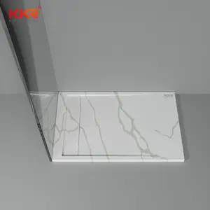 Customized high-quality texture marble solid surface pan stone resin shower tray for bathroom