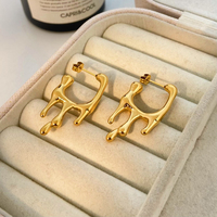Boucles d'oreilles goutte d'eau de lave liquide avancée joyas de acero inoxidable al por mayor boucles d'oreilles de mode en acier inoxydable pour les femmes