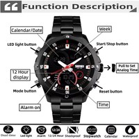 Montre à quartz Skmei 1146 de luxe pour homme, double affichage, chronographe sportif, étanche, bracelet en acier inoxydable, cadeau pour homme, affaires