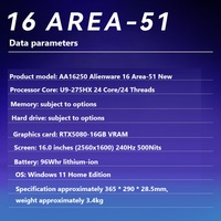 Nouvel ordinateur portable de jeu haute performance Intel 2025 de 16 pouces AREA-51U9/5080/64G/2T 240Hz RTX5080 avec Wi-Fi 7, clavier anglais et SSD