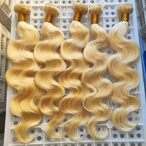 Extensiones de cabello humano virgen brasileño, conjunto de extensiones de cabello ondulado Rubio 613 de 20 pulgadas, venta al por mayor