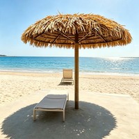 Parasol en chaume artificiel HDPE synthétique, ignifuge et imperméable, pour hôtel, jardin, villa