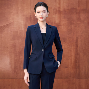 Women's Suit Set Gray Wool Blend Three Quarter Sleeve Anti-Wrinkle Office Lady Work Uniform Commuting Formal Wear - Product Image 3