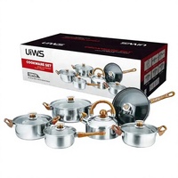 Ensemble de 12 ustensiles de cuisine en acier inoxydable avec fond en aluminium, casseroles et poêles multifonctions pour la cuisine à domicile