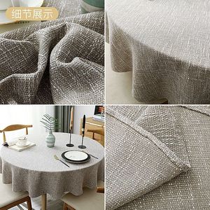 Cotton Linen Round <b>Tablecloth</b> Solid Color Washable Home Dining Use - Product Image 2
