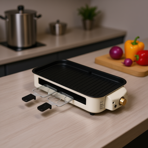 D0100XUTPFA เตาย่างไฟฟ้า 1500W แผ่นเคลือบกันติดแบบถอดได้ เครื่องใช้ในครัวไร้ควัน สีน้ำตาลอ่อน - Product Image 2