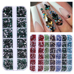12 Rejillas de Accesorios para Uñas, Cristales de Diamantes de Imitación de Fondo Plano, Decorativos, DIY, de Vidrio de Colores - Product Image 4