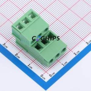 DB128A-5.08-2*3P-GN-S Screw Terminal Block Through hole Component (THT),P=5.08mm Connector 2x3P 5.08mm Green Through Hole - Product Image 1