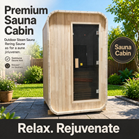 Sauna Uap Basah Kubus Luar Ruangan untuk 2 Orang, Spa Rumah Kayu untuk Taman Belakang Rumah, Desain Tradisional