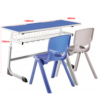 Meubles de classe bon marché, bureau scolaire double combiné, bureau scolaire double pour 2 étudiants, bureau scolaire universitaire double