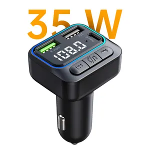 OEM Wireless QC3.0 35W 3 Port Fast Charging Car Play Hands Free Incall Smart 4 In 1 Car FM Transmitter Adapter, USB Car Charger