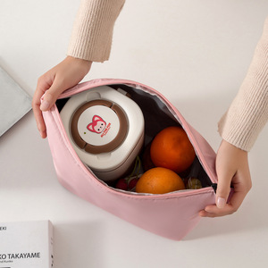 Sac à déjeuner isotherme pliable, sac fourre-tout pour le bureau, les étudiants, le pique-nique, le transport de nourriture fraîche, rose, beige, bleu, violet - Product Image 4