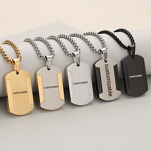 Collier <span class=keywords><strong>en</strong></span> acier inoxydable avec pendentif de plaque d'identité <span class=keywords><strong>pour</strong></span> <span class=keywords><strong>chien</strong></span> à deux tons personnalisable avec logo personnalisé, bijoux de mode <span class=keywords><strong>pour</strong></span> hommes, collier hip-hop - Product Image 1