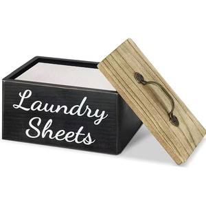 Wooden Laundry Sheets <b>Storage</b> Box With Lid And Handle Rectangle Solid Color 21x12x11cm Standing Type <b>Clothes</b> Box - Product Image 2