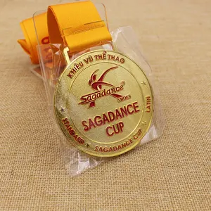 Zinklegering Zacht Email Glanzend Goud Standaard Sagadance Cup Latin Medaille Custom