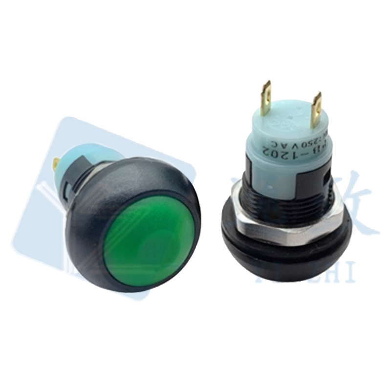 PSB-33A Waterproof Small Round Plastic 12mm 2Pin Mini Push Button Switch Black