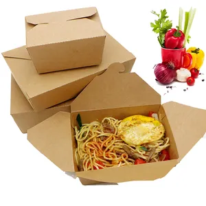 customized disposable kraft food packaging take away paper box Whiteboard biodegradable food container