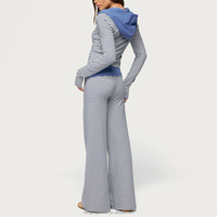 Ensemble rayé personnalisé pour femme, tenue sportive décontractée, mode, 2 pièces, sweat à capuche zippé et pantalon long, vêtements décontractés doux pour femme
