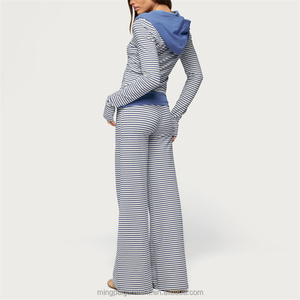 Conjunto Deportivo <span class=keywords><strong>Casual</strong></span> a Rayas Personalizado para Mujer, Conjunto de 2 Piezas con Sudadera con Cierre y Pantalones Largos, Ropa <span class=keywords><strong>Casual</strong></span> Suave para Mujer - Product Image 2
